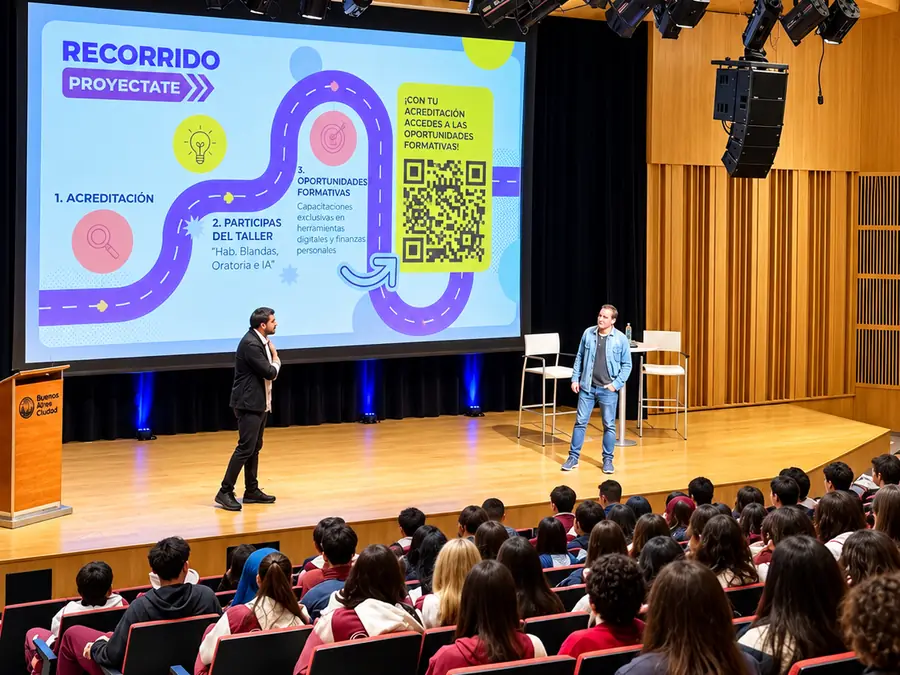 Alumnos del secundario en una charla en el auditorio
