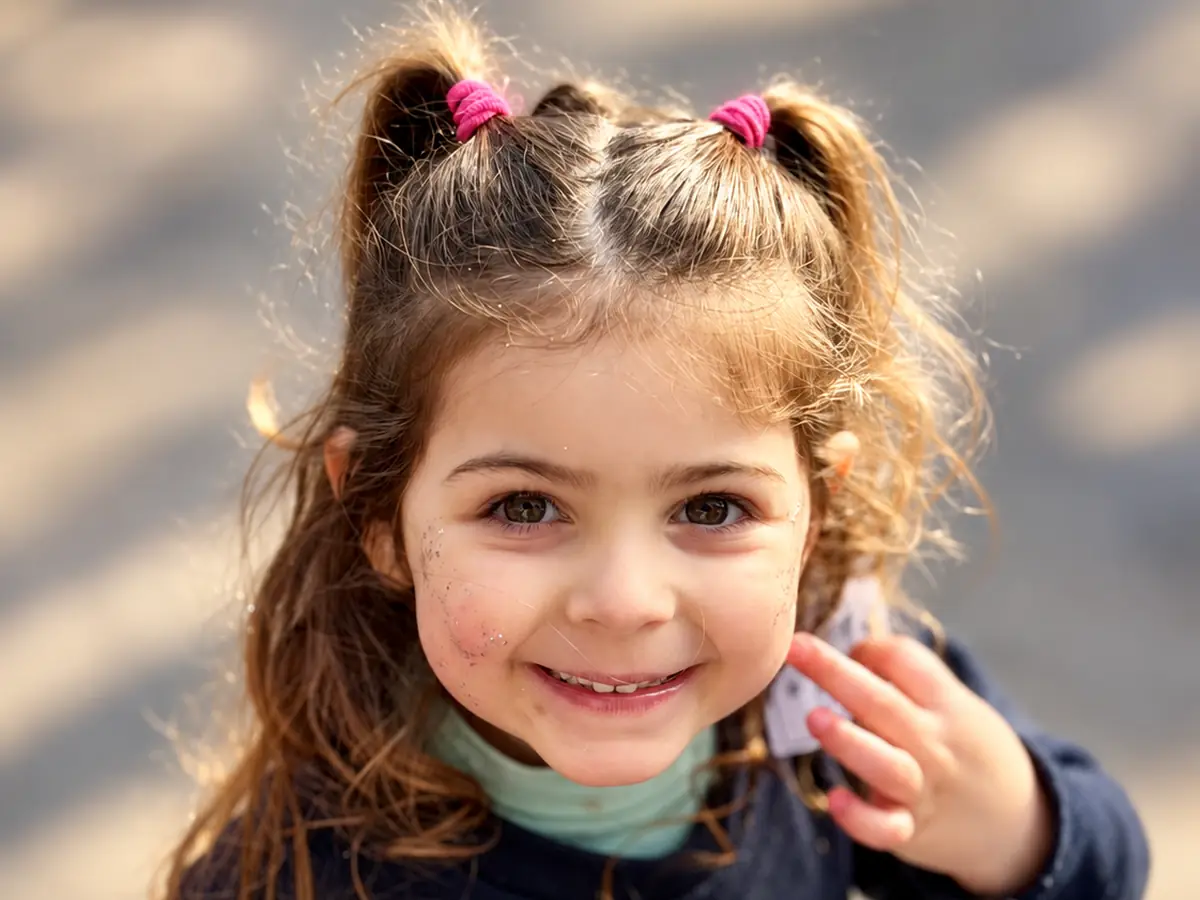 Una nena del jardín saluda sonriendo